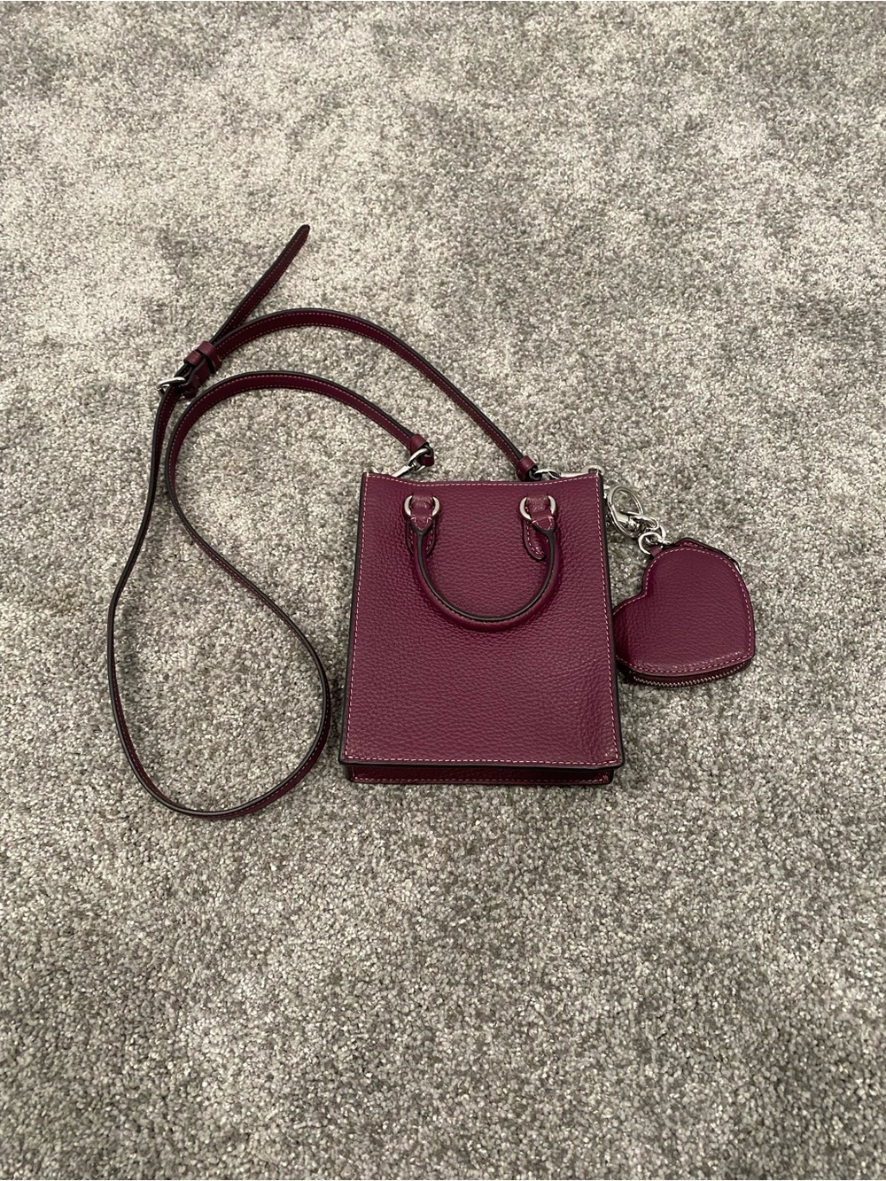 NWT Coach North South Mini Tote With Rivets Leather Bag Long Strap CM248 - Picture 4 of 8
